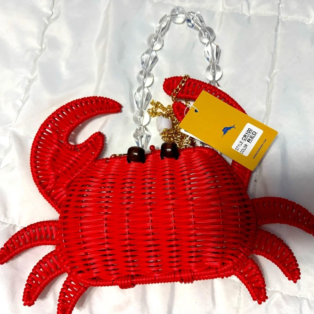 Viral TikTok Tommy Bahama red crab wicker bag purse - Picture 1 of 3